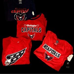 Lot of 4 Washington Capitals NHL Youth Tees - Girls L (10/12) & Boys M